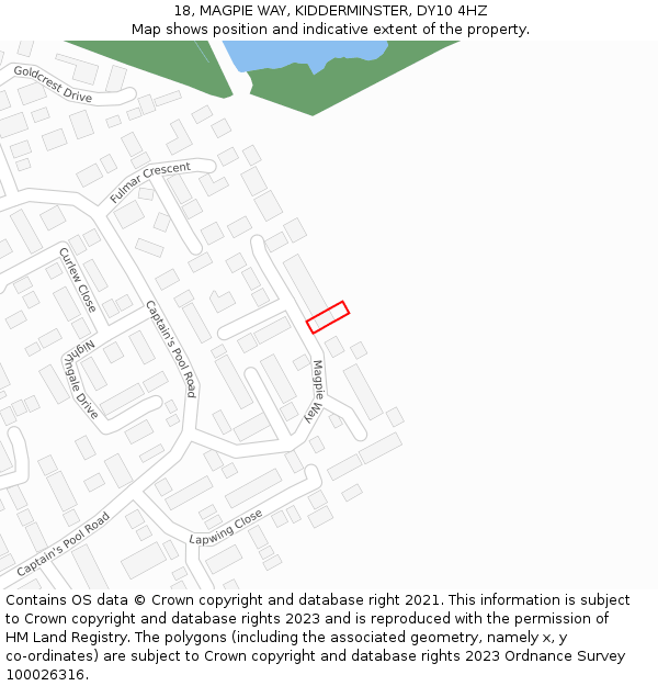 18, MAGPIE WAY, KIDDERMINSTER, DY10 4HZ: Location map and indicative extent of plot