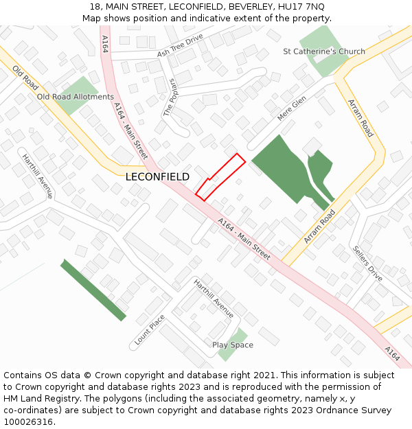 18, MAIN STREET, LECONFIELD, BEVERLEY, HU17 7NQ: Location map and indicative extent of plot