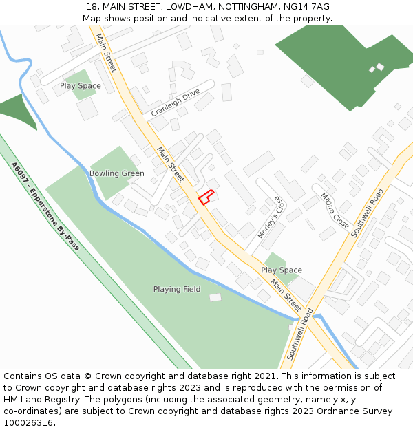 18, MAIN STREET, LOWDHAM, NOTTINGHAM, NG14 7AG: Location map and indicative extent of plot