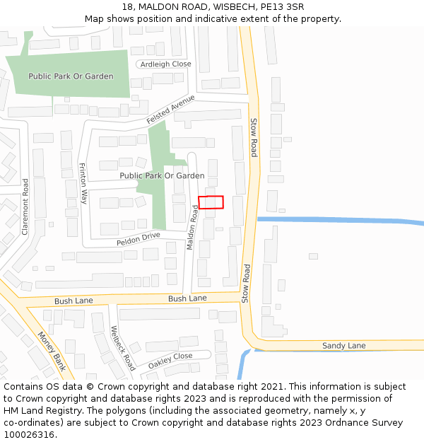 18, MALDON ROAD, WISBECH, PE13 3SR: Location map and indicative extent of plot