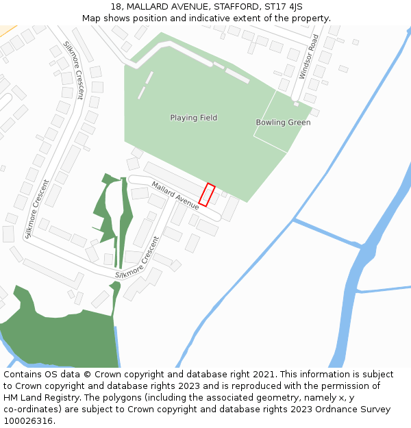 18, MALLARD AVENUE, STAFFORD, ST17 4JS: Location map and indicative extent of plot