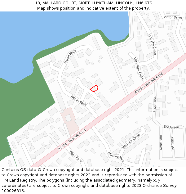 18, MALLARD COURT, NORTH HYKEHAM, LINCOLN, LN6 9TS: Location map and indicative extent of plot