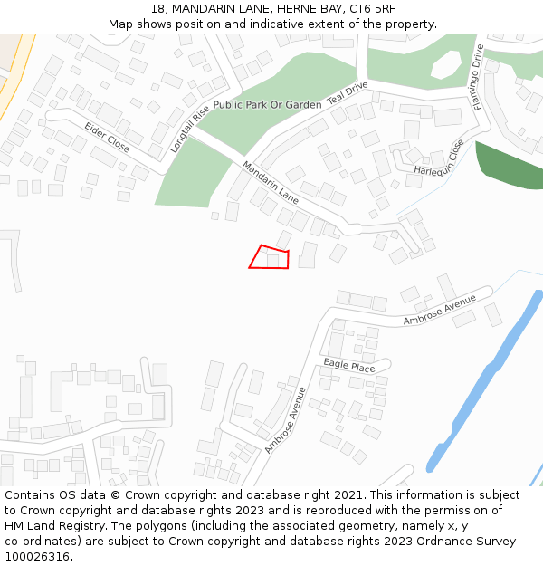 18, MANDARIN LANE, HERNE BAY, CT6 5RF: Location map and indicative extent of plot