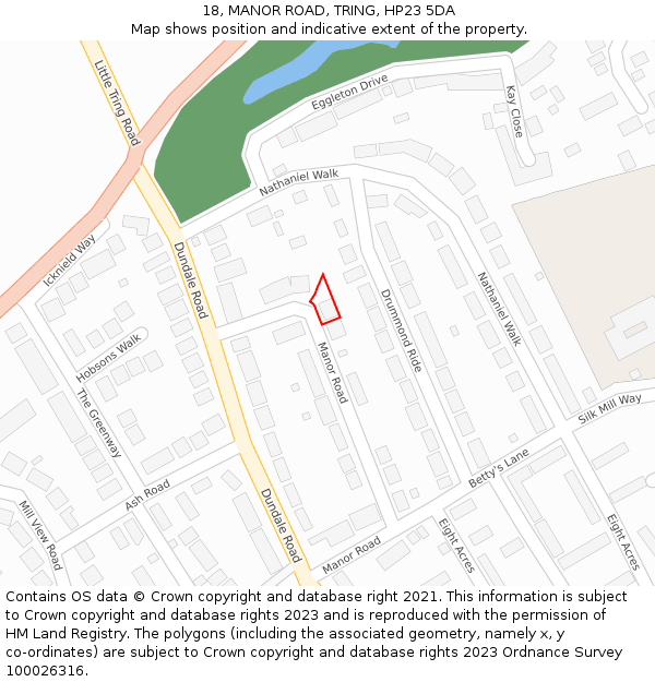 18, MANOR ROAD, TRING, HP23 5DA: Location map and indicative extent of plot