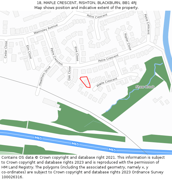 18, MAPLE CRESCENT, RISHTON, BLACKBURN, BB1 4RJ: Location map and indicative extent of plot