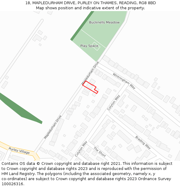 18, MAPLEDURHAM DRIVE, PURLEY ON THAMES, READING, RG8 8BD: Location map and indicative extent of plot