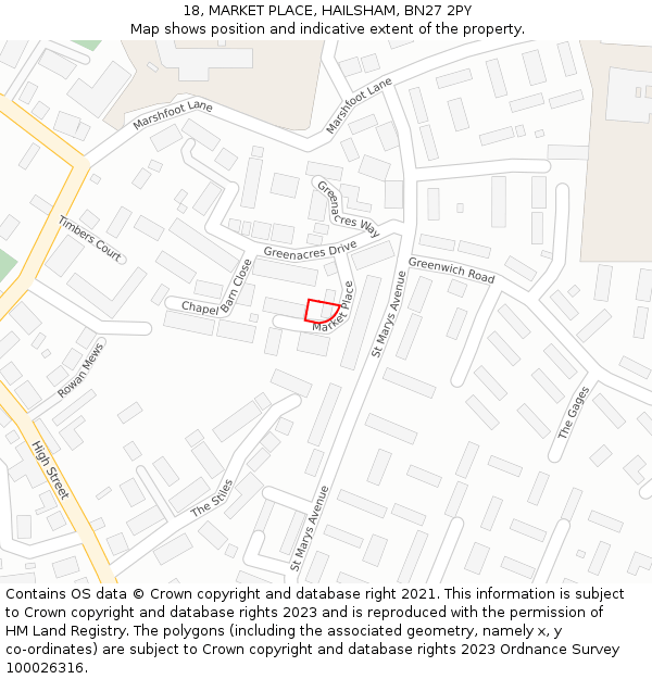 18, MARKET PLACE, HAILSHAM, BN27 2PY: Location map and indicative extent of plot