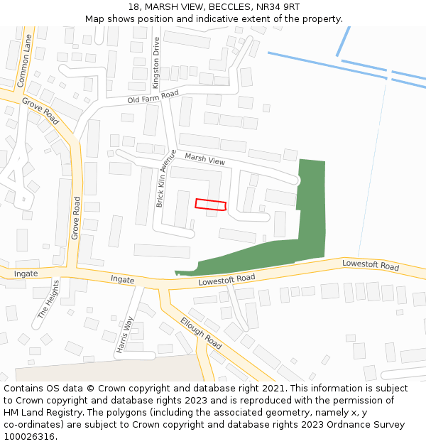 18, MARSH VIEW, BECCLES, NR34 9RT: Location map and indicative extent of plot