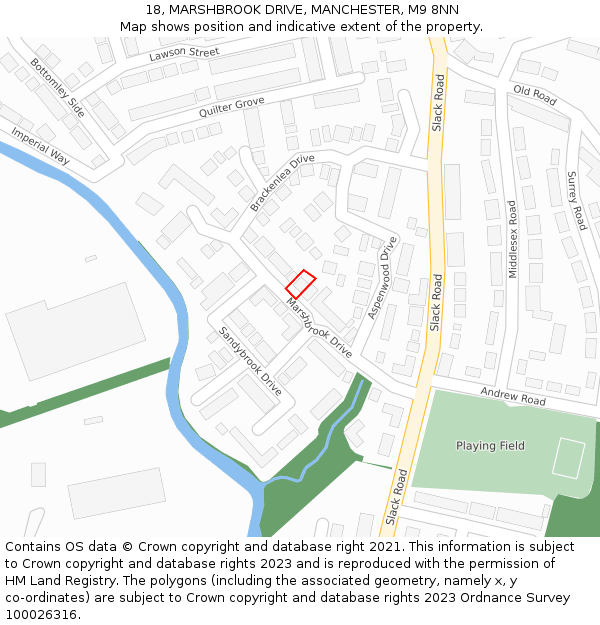 18, MARSHBROOK DRIVE, MANCHESTER, M9 8NN: Location map and indicative extent of plot