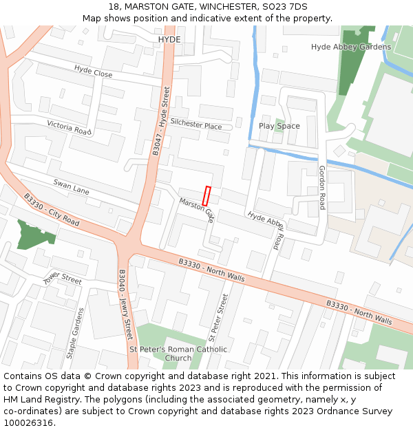 18, MARSTON GATE, WINCHESTER, SO23 7DS: Location map and indicative extent of plot