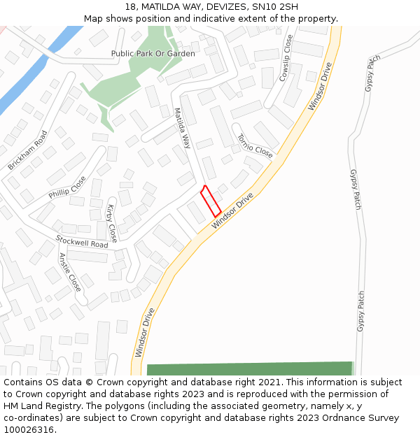 18, MATILDA WAY, DEVIZES, SN10 2SH: Location map and indicative extent of plot