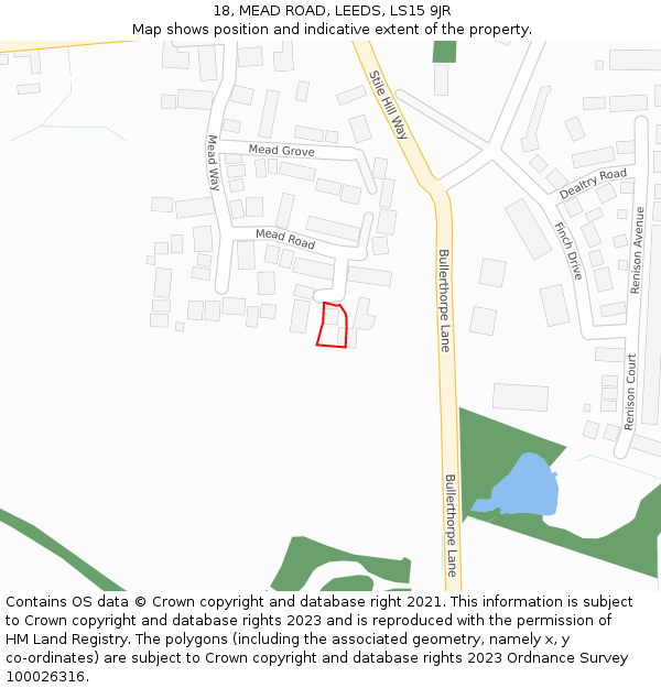 18, MEAD ROAD, LEEDS, LS15 9JR: Location map and indicative extent of plot