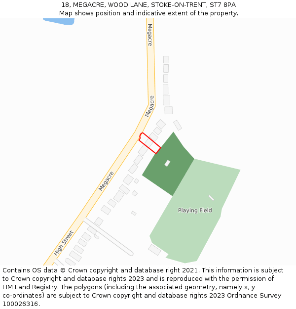 18, MEGACRE, WOOD LANE, STOKE-ON-TRENT, ST7 8PA: Location map and indicative extent of plot