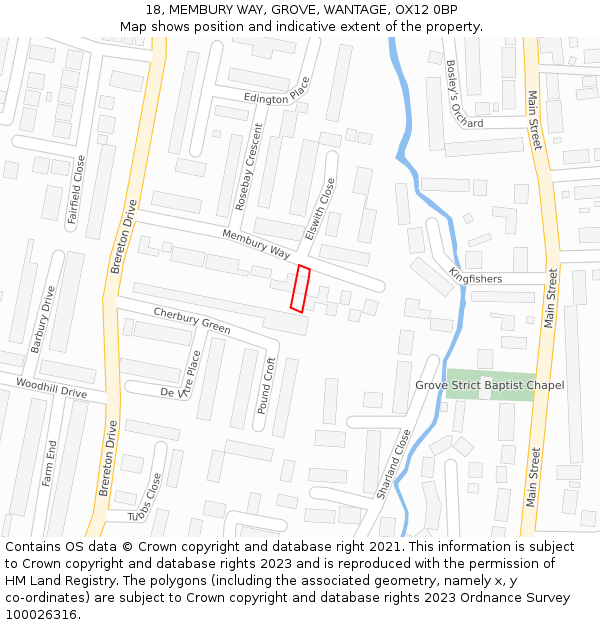 18, MEMBURY WAY, GROVE, WANTAGE, OX12 0BP: Location map and indicative extent of plot