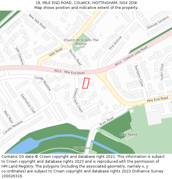 18, MILE END ROAD, COLWICK, NOTTINGHAM, NG4 2DW: Location map and indicative extent of plot