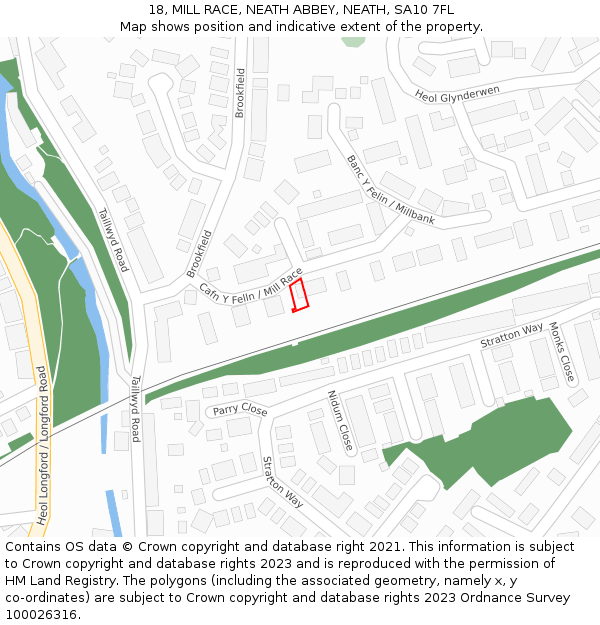 18, MILL RACE, NEATH ABBEY, NEATH, SA10 7FL: Location map and indicative extent of plot