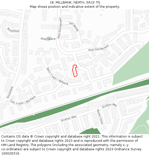18, MILLBANK, NEATH, SA10 7FJ: Location map and indicative extent of plot