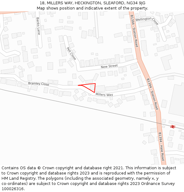 18, MILLERS WAY, HECKINGTON, SLEAFORD, NG34 9JG: Location map and indicative extent of plot