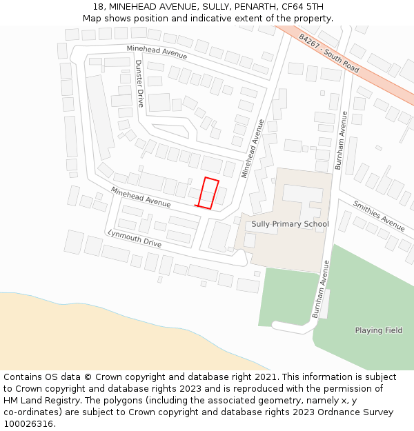 18, MINEHEAD AVENUE, SULLY, PENARTH, CF64 5TH: Location map and indicative extent of plot