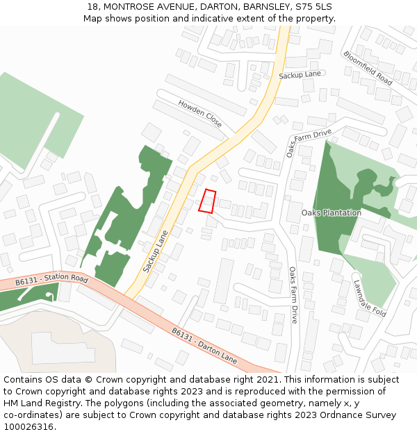 18, MONTROSE AVENUE, DARTON, BARNSLEY, S75 5LS: Location map and indicative extent of plot