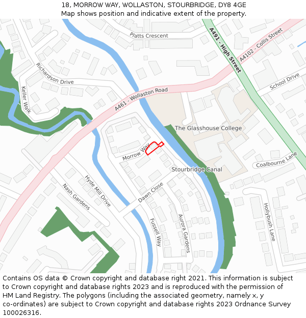 18, MORROW WAY, WOLLASTON, STOURBRIDGE, DY8 4GE: Location map and indicative extent of plot