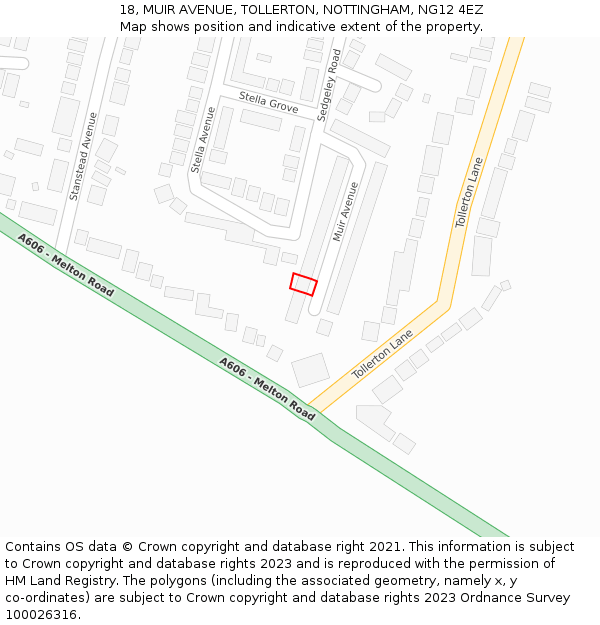 18, MUIR AVENUE, TOLLERTON, NOTTINGHAM, NG12 4EZ: Location map and indicative extent of plot