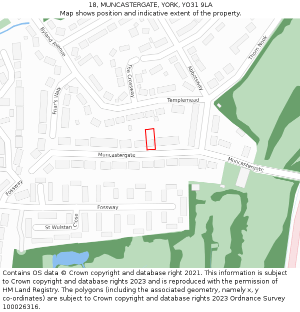 18, MUNCASTERGATE, YORK, YO31 9LA: Location map and indicative extent of plot