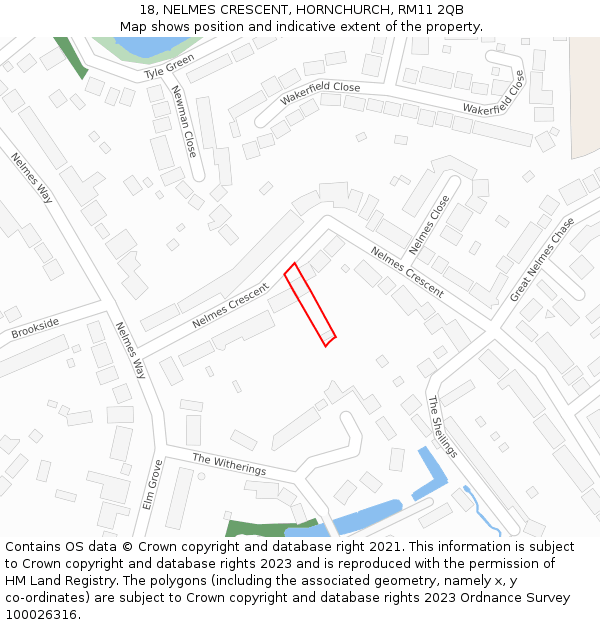18, NELMES CRESCENT, HORNCHURCH, RM11 2QB: Location map and indicative extent of plot