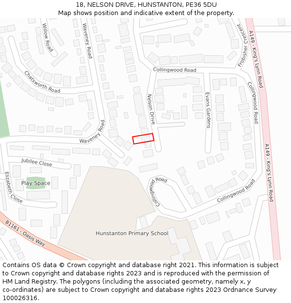 18, NELSON DRIVE, HUNSTANTON, PE36 5DU: Location map and indicative extent of plot