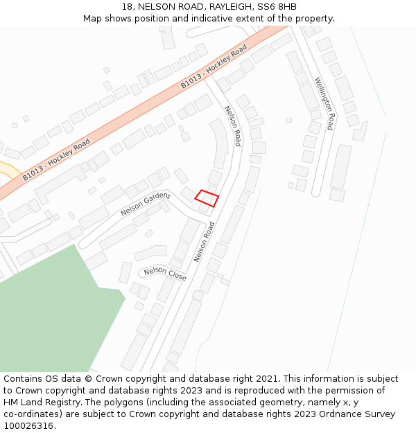 18, NELSON ROAD, RAYLEIGH, SS6 8HB: Location map and indicative extent of plot