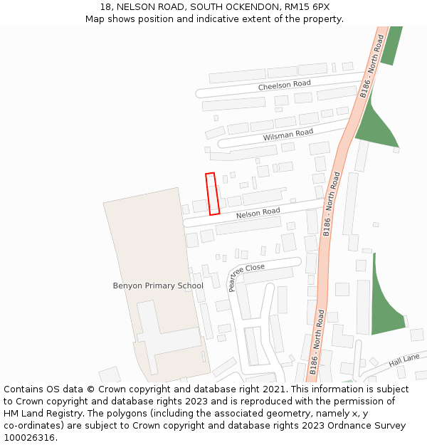 18, NELSON ROAD, SOUTH OCKENDON, RM15 6PX: Location map and indicative extent of plot