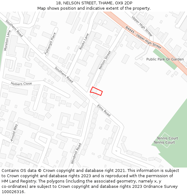 18, NELSON STREET, THAME, OX9 2DP: Location map and indicative extent of plot