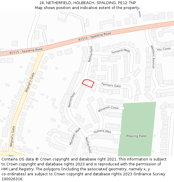 18, NETHERFIELD, HOLBEACH, SPALDING, PE12 7NP: Location map and indicative extent of plot