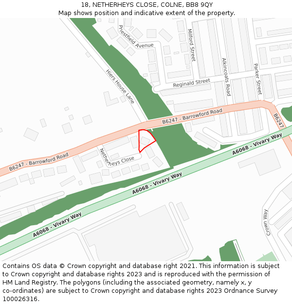 18, NETHERHEYS CLOSE, COLNE, BB8 9QY: Location map and indicative extent of plot