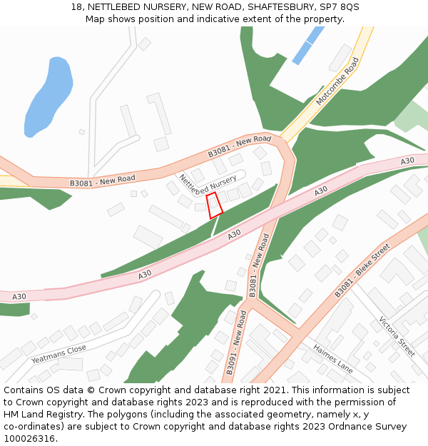 18, NETTLEBED NURSERY, NEW ROAD, SHAFTESBURY, SP7 8QS: Location map and indicative extent of plot