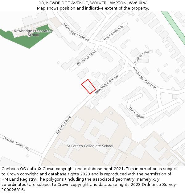 18, NEWBRIDGE AVENUE, WOLVERHAMPTON, WV6 0LW: Location map and indicative extent of plot