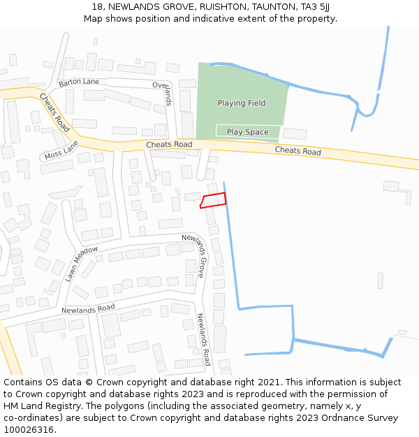 18, NEWLANDS GROVE, RUISHTON, TAUNTON, TA3 5JJ: Location map and indicative extent of plot