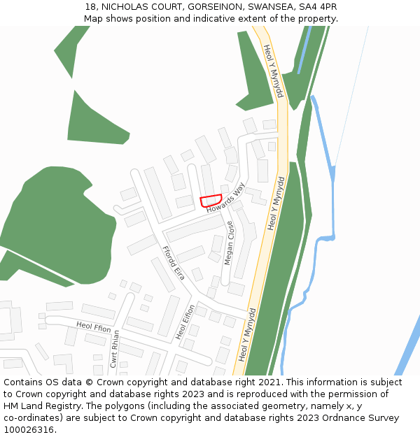 18, NICHOLAS COURT, GORSEINON, SWANSEA, SA4 4PR: Location map and indicative extent of plot