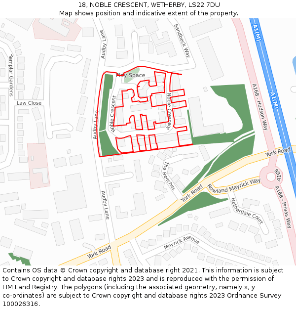 18, NOBLE CRESCENT, WETHERBY, LS22 7DU: Location map and indicative extent of plot