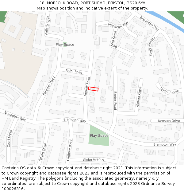 18, NORFOLK ROAD, PORTISHEAD, BRISTOL, BS20 6YA: Location map and indicative extent of plot