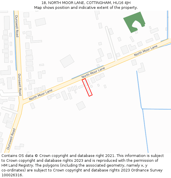 18, NORTH MOOR LANE, COTTINGHAM, HU16 4JH: Location map and indicative extent of plot