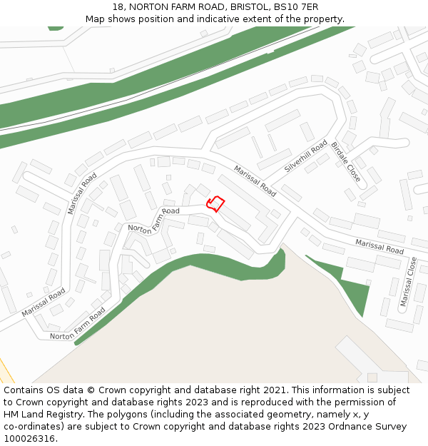 18, NORTON FARM ROAD, BRISTOL, BS10 7ER: Location map and indicative extent of plot