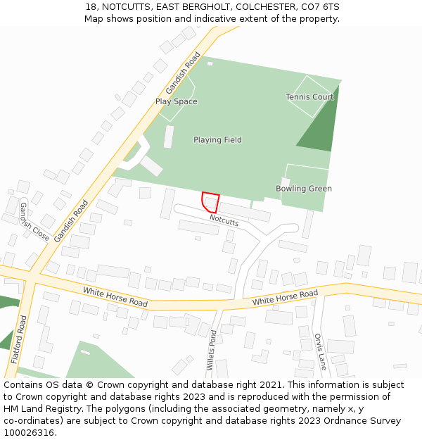 18, NOTCUTTS, EAST BERGHOLT, COLCHESTER, CO7 6TS: Location map and indicative extent of plot