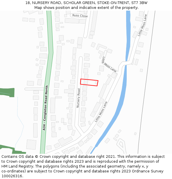 18, NURSERY ROAD, SCHOLAR GREEN, STOKE-ON-TRENT, ST7 3BW: Location map and indicative extent of plot