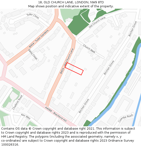 18, OLD CHURCH LANE, LONDON, NW9 8TD: Location map and indicative extent of plot