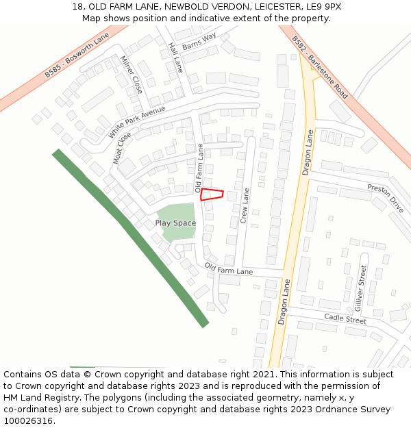 18, OLD FARM LANE, NEWBOLD VERDON, LEICESTER, LE9 9PX: Location map and indicative extent of plot