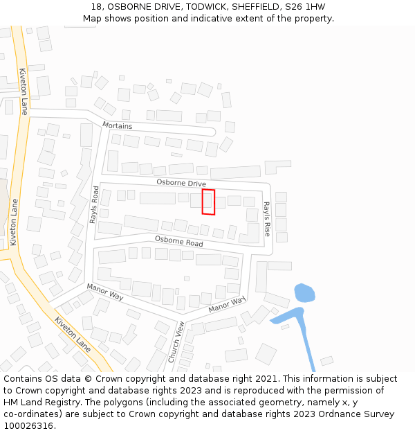 18, OSBORNE DRIVE, TODWICK, SHEFFIELD, S26 1HW: Location map and indicative extent of plot
