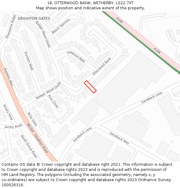 18, OTTERWOOD BANK, WETHERBY, LS22 7XT: Location map and indicative extent of plot