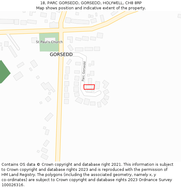 18, PARC GORSEDD, GORSEDD, HOLYWELL, CH8 8RP: Location map and indicative extent of plot