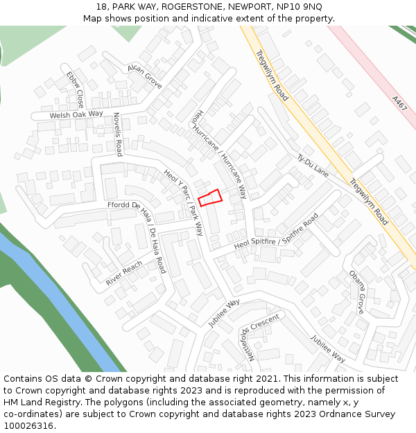 18, PARK WAY, ROGERSTONE, NEWPORT, NP10 9NQ: Location map and indicative extent of plot